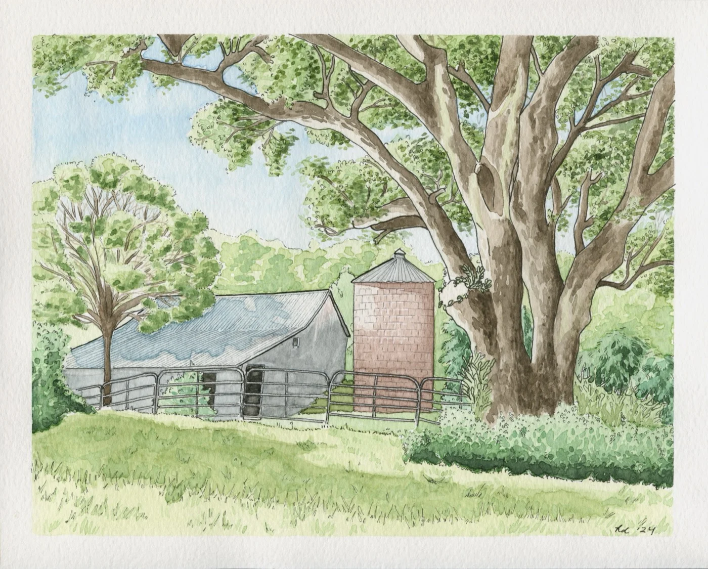 Watercolor venue portrait, Pepa's Farm