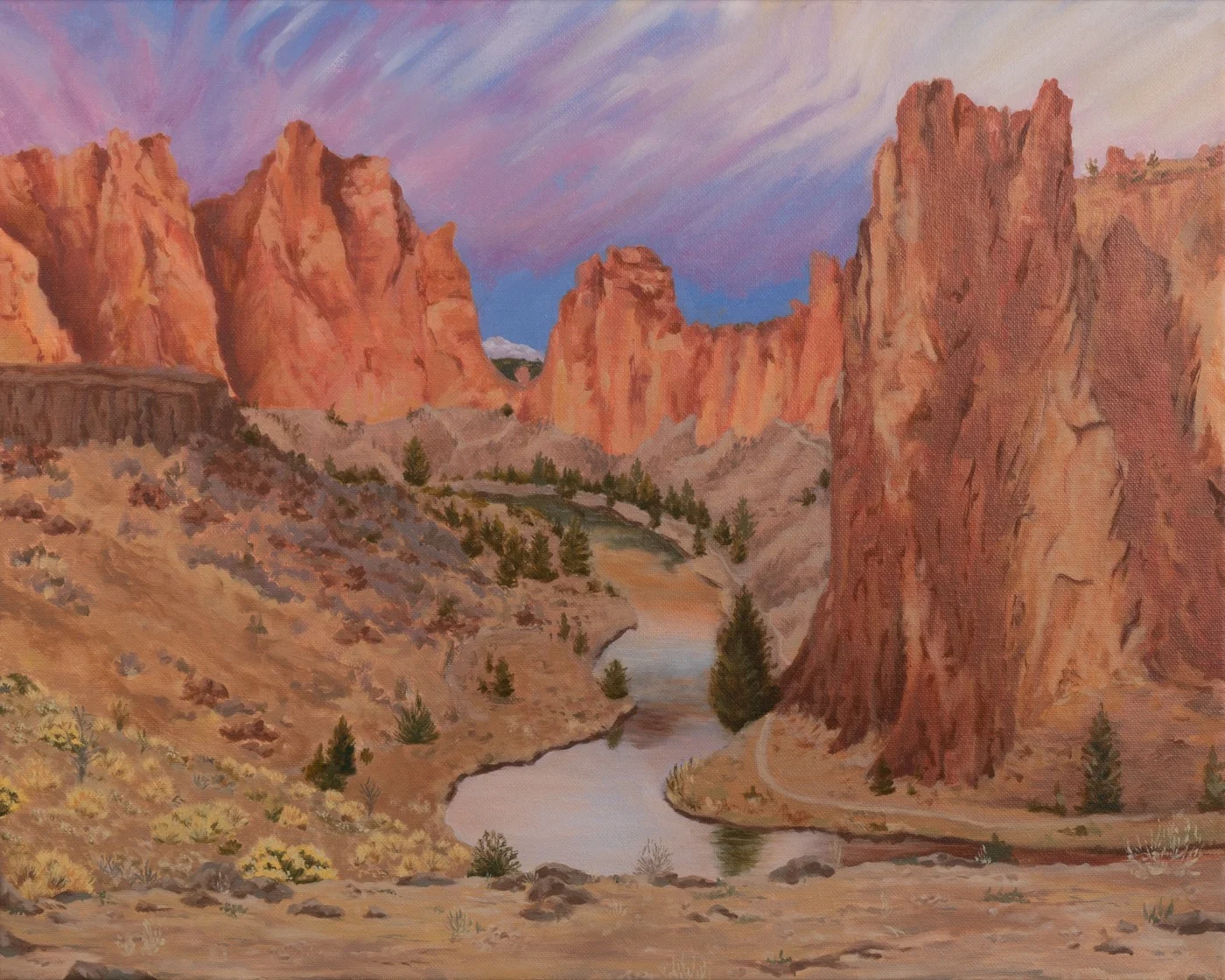 Oil painting, Smith Rock canyon